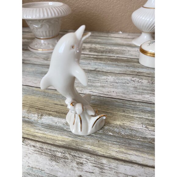 Lenox Set of 4 – Candle Holder, Bud Vase, Dolphin & Trinket Box – 1990s Decor Iv - Picture 7 of 15